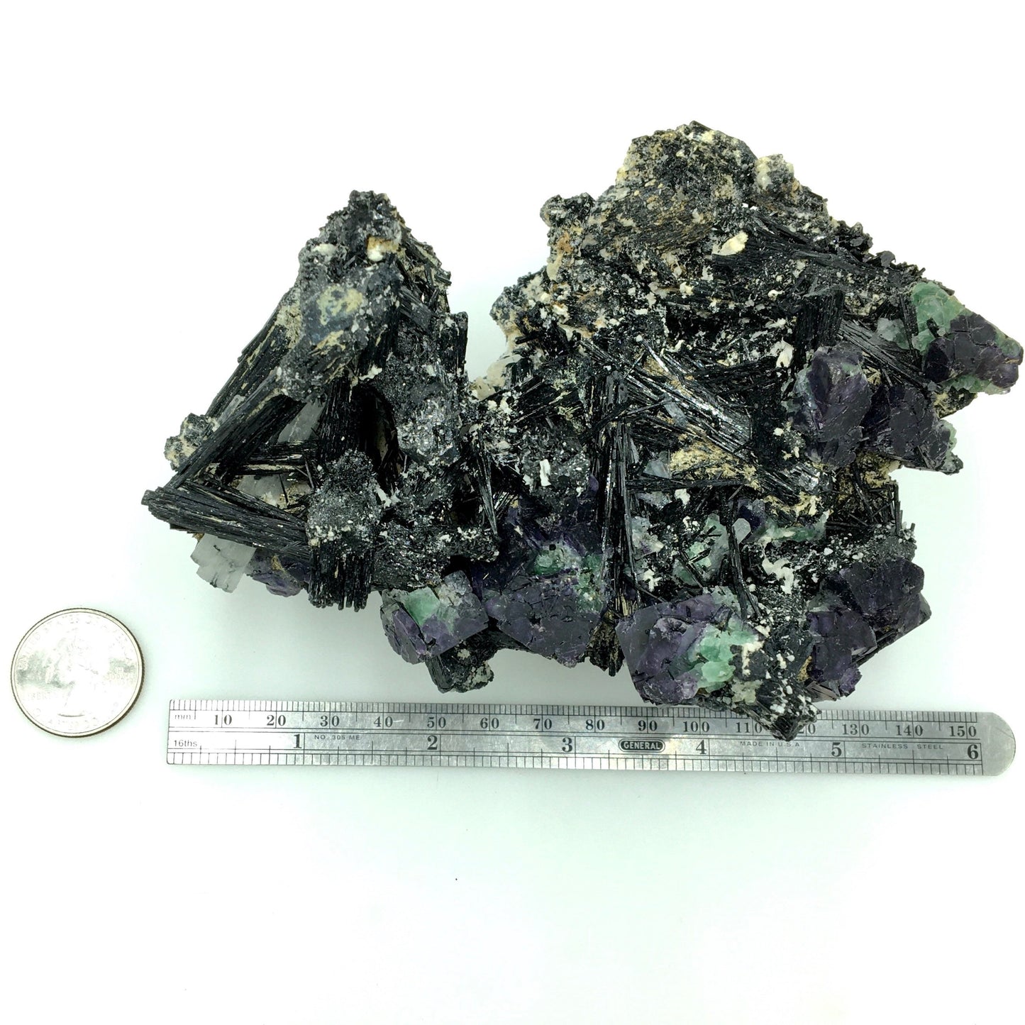 Aquamarine Beryl Purple Fluorite Green Black Schorl Tourmaline XL Top Shelf Crystal Cluster Cabinet Rocks Minerals Mineral Specimen Erongo