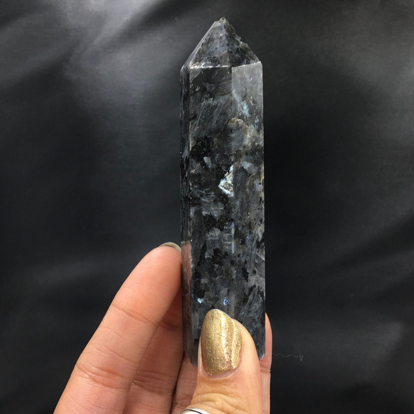 Larvikite Norwegian Moonstone C *AS IS* Polished Point—POL23