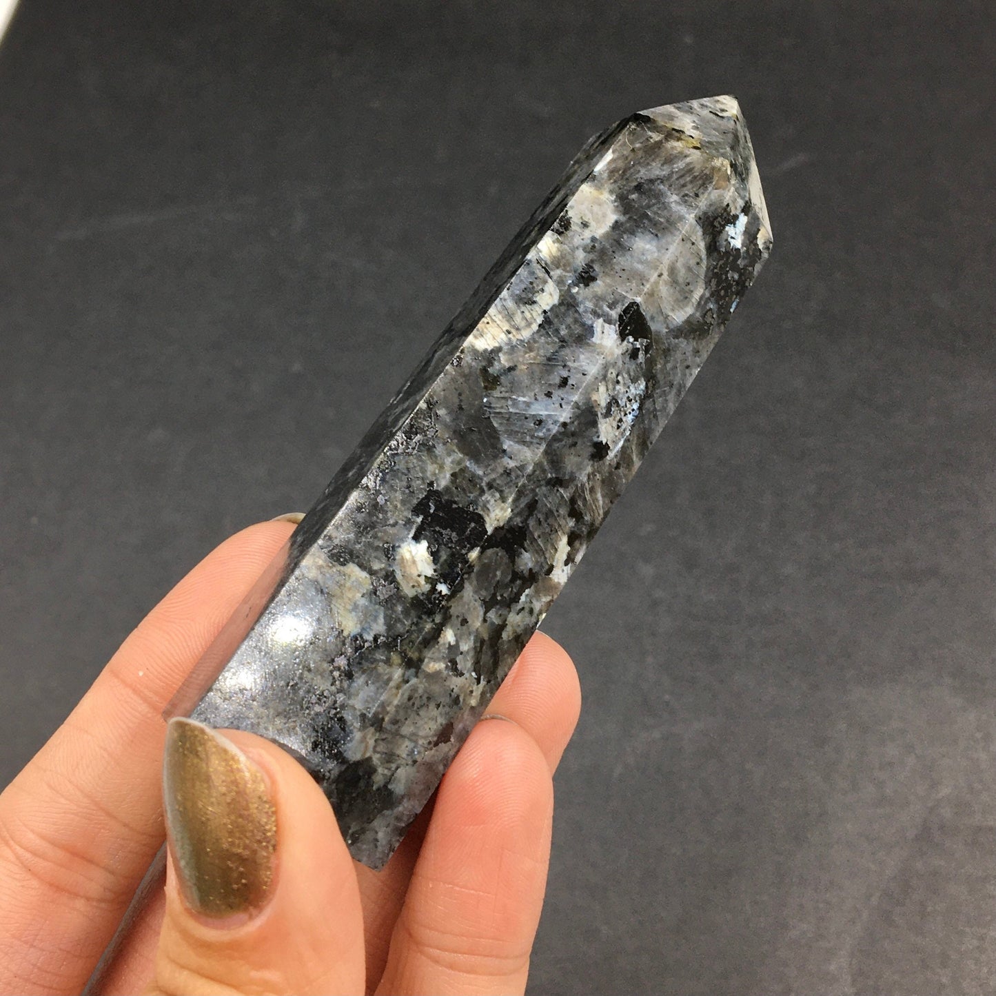 Larvikite Norwegian Moonstone C *AS IS* Polished Point—POL24