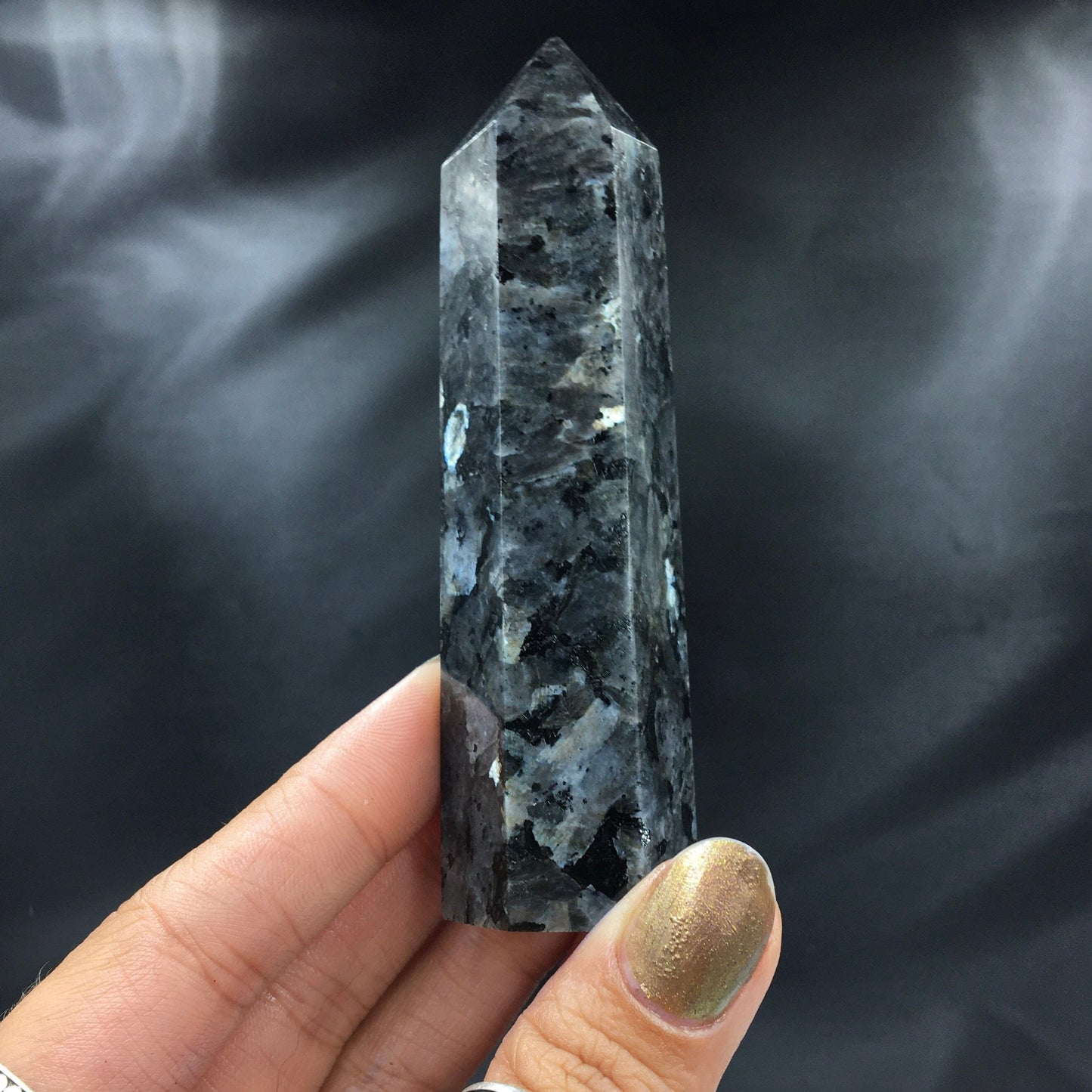 Larvikite Norwegian Moonstone C *AS IS* Polished Point—POL24