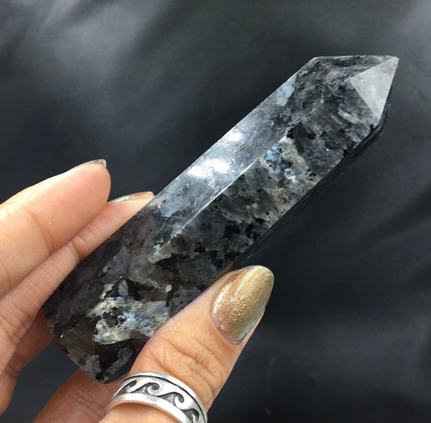 Larvikite Norwegian Moonstone C *AS IS* Polished Point—POL24