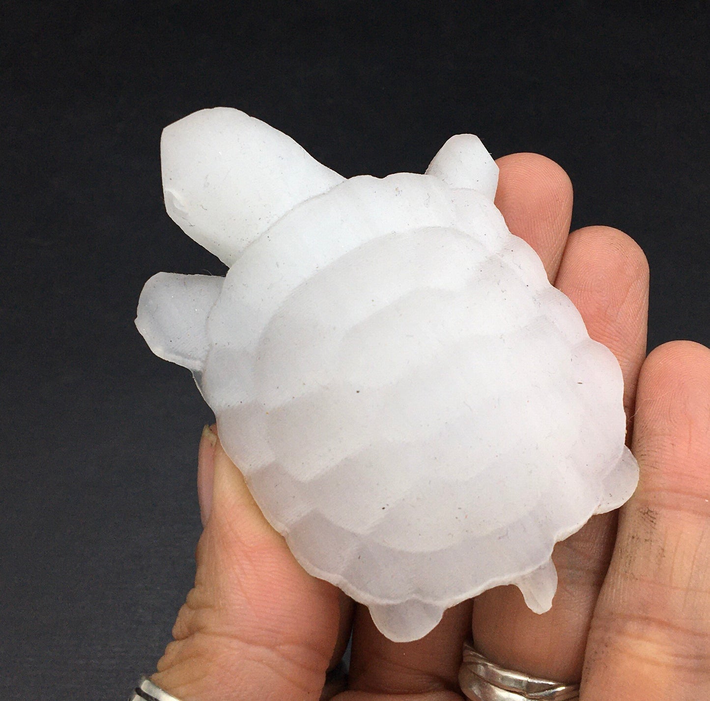 Satin Spar Turtle Tortoise (Fibrous Gypsum, misnomer Selenite) Polished Carving—SM17