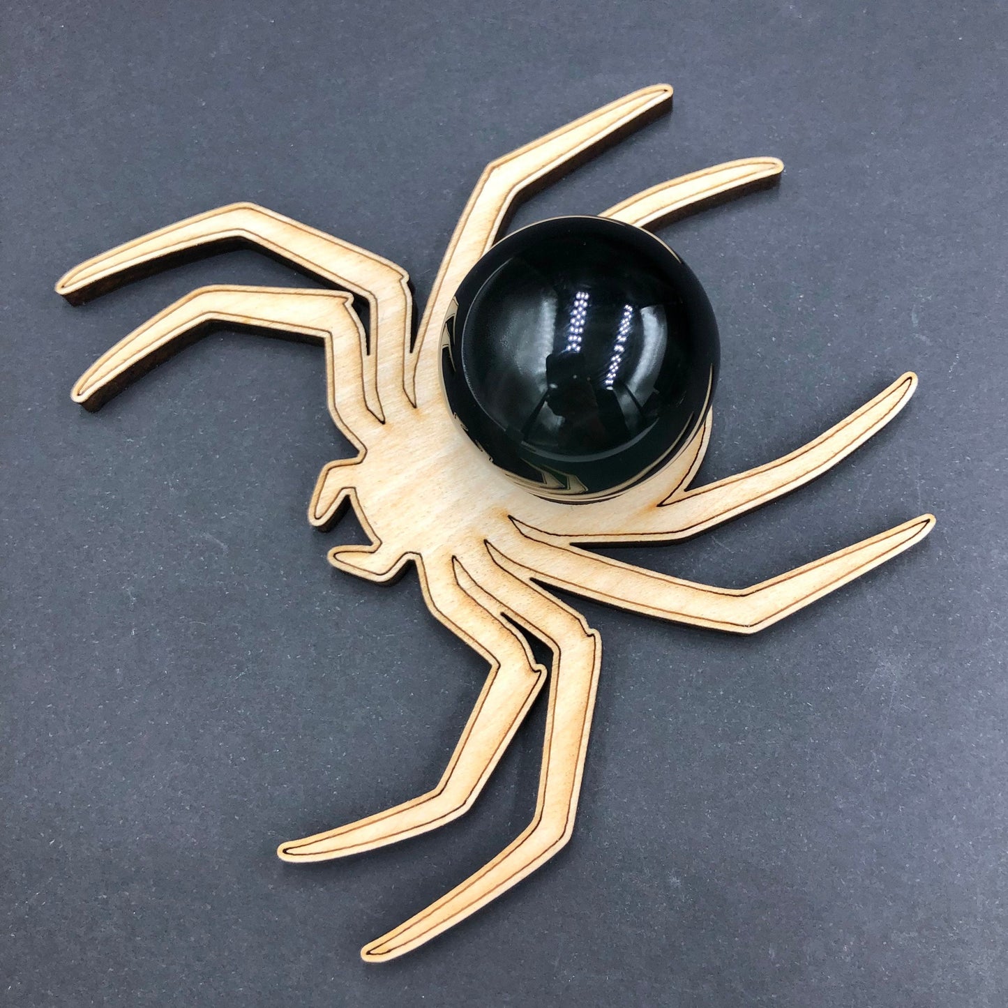 Rainbow Obsidian Polished Mini Sphere on Spider Wood Stand, Mexico—POL2